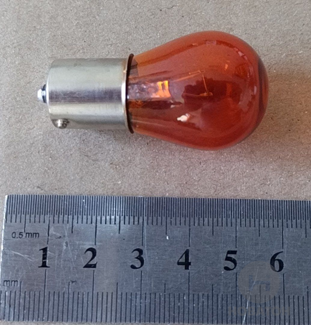 Лампа указателей поворотов и стоп-сигналов оранж. BA15s Amber 12V P21W  <ДК> - фото 